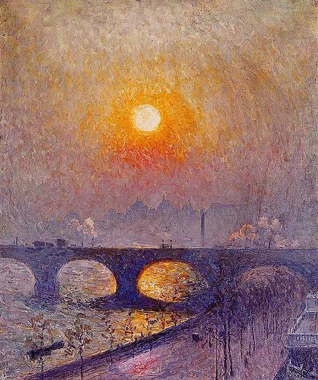 Emile Claus Sunset over Waterloo Bridge oil painting picture
